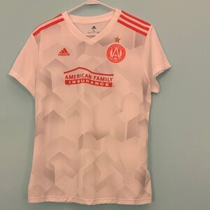 Adidas Kids White and Orange Geometric Jersey